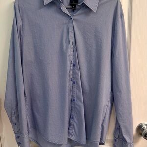 Women’s Worthington Blue and White Blouse with Long Sleeves